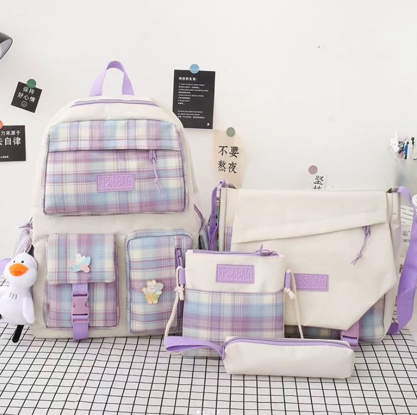 4Pc Harajuku Backpack Purple