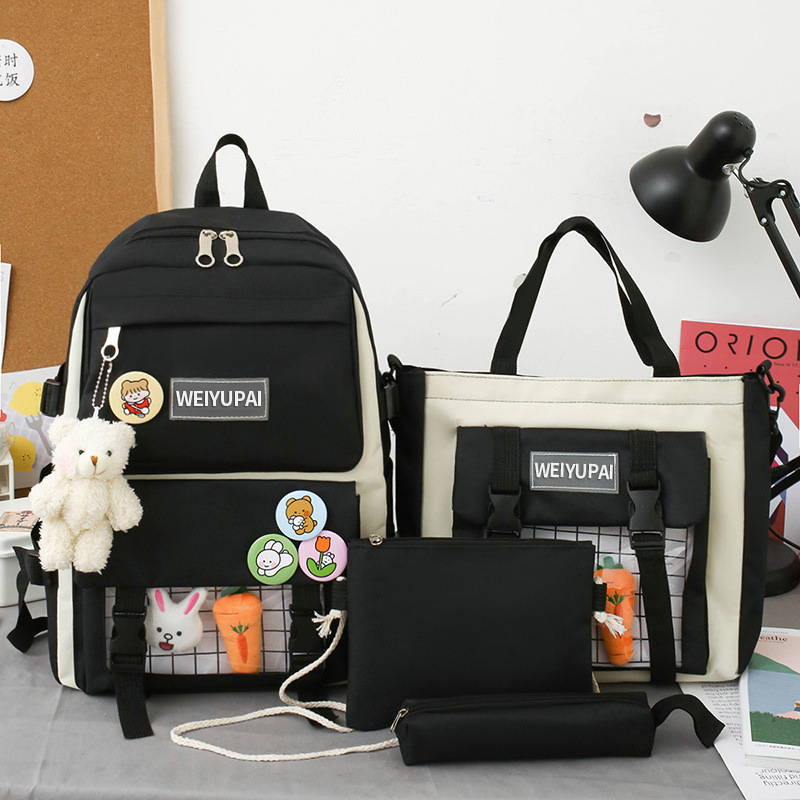 4Pcs Backpack Set Black